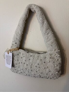 Handmade Pearl Beaded Shoulder Bag - White